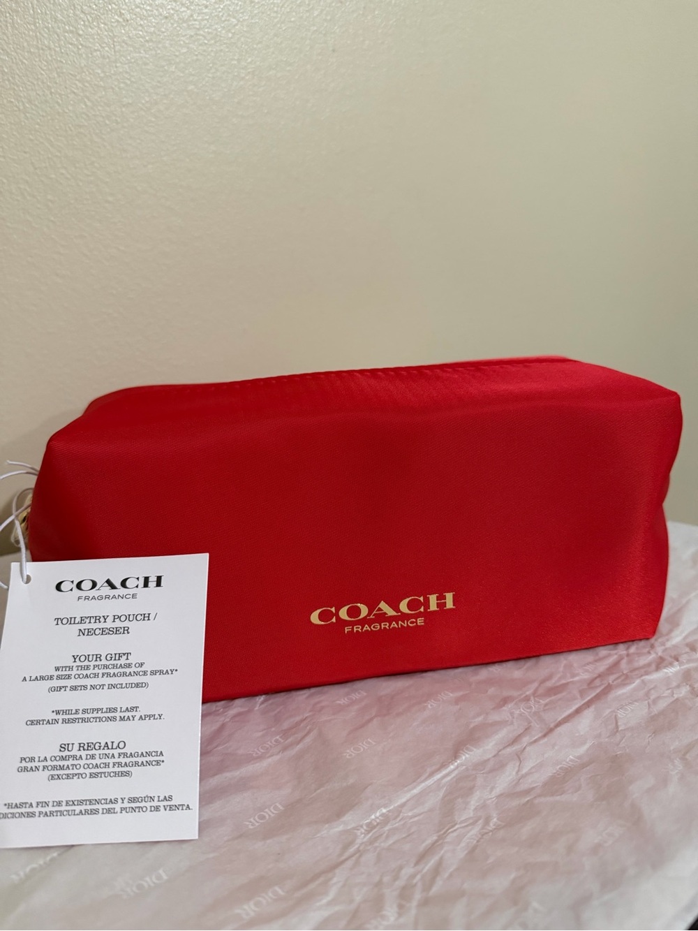 Coach Red Fragrance Toiletry Pouch with Gold Logo